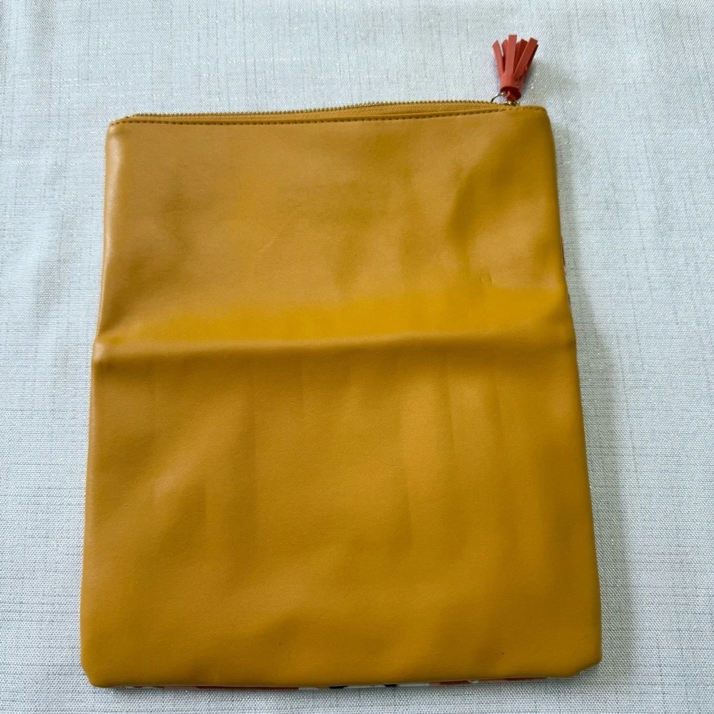 Rachel Pally Floral Zip Clutch Orange Canvas Tassel Travel Casual
